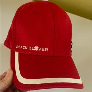Black Clover Red Polyester Fitted Golf Cap Size S/M